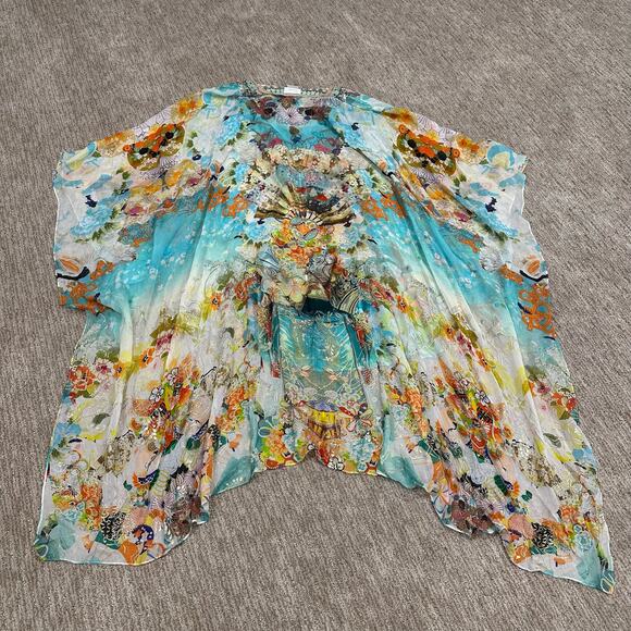 ❌SOLD❌ $849 Camilla 100% silk Retro’s Rainbow Long Sheer Overlay Dress coverup - Picture 4 of 16
